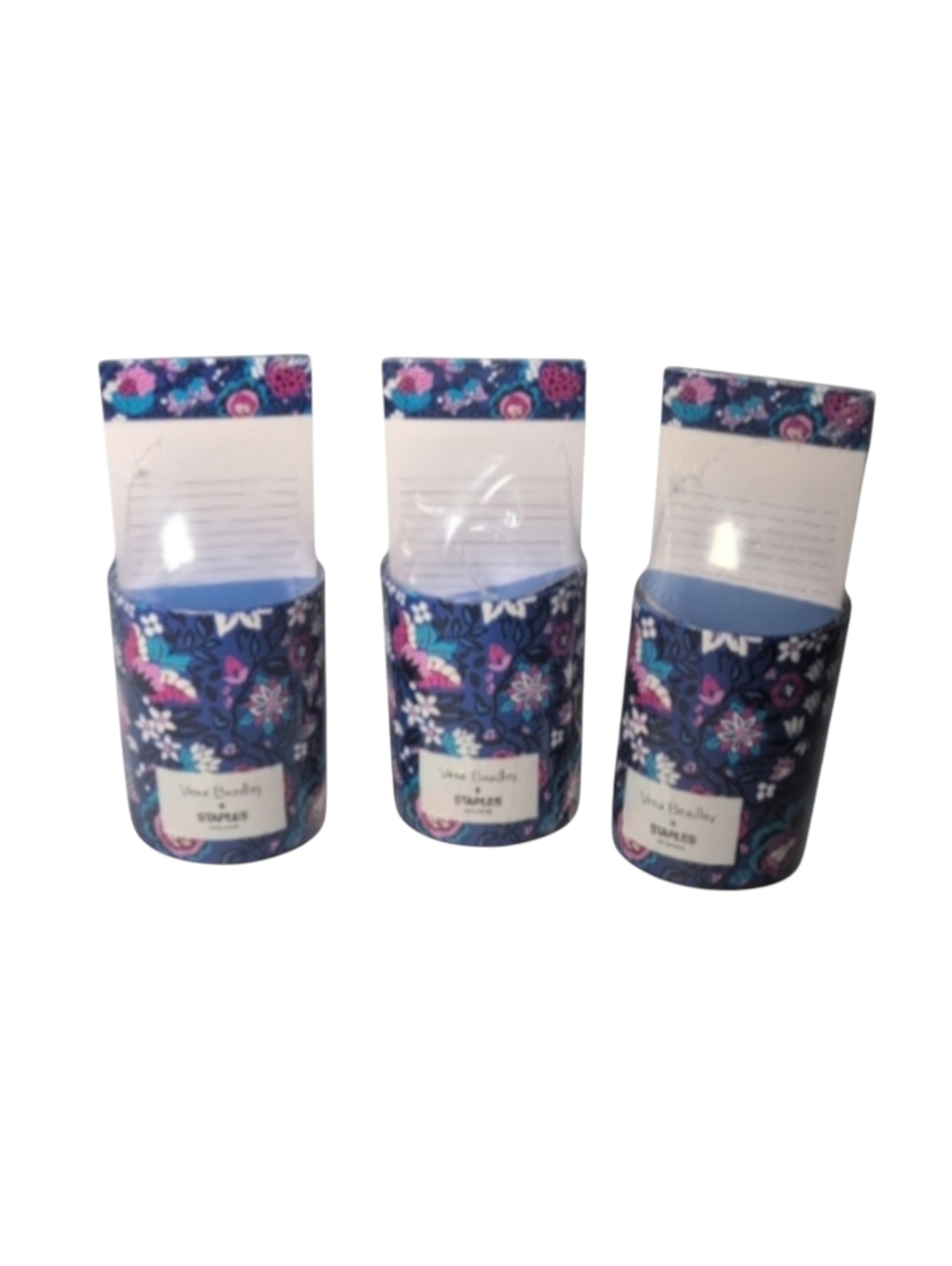 Vera Bradley X Staples Set of 3 Pen Cups & Magnetic Note Pad Sets in Bloom Berry